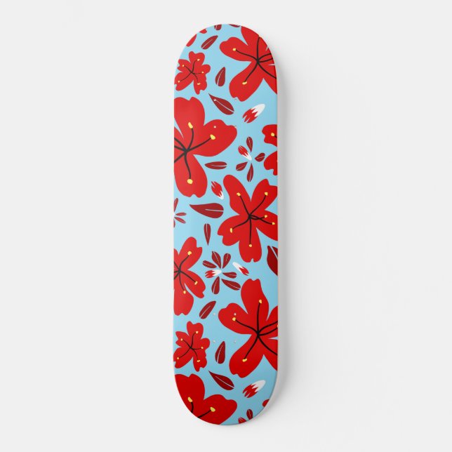 Blommigt Red Mini Skateboard Bräda 18,5 Cm (Framsida)