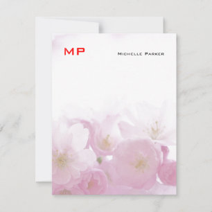 Blommigt Red Monogram Professionell Plain Minimali Anteckningskort