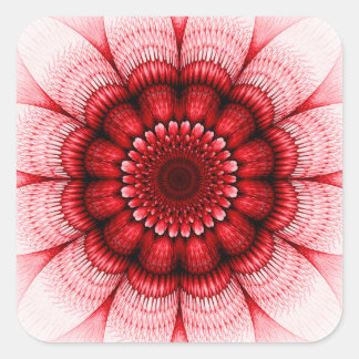 Blommigt Red mönster Fyrkantigt Klistermärke
