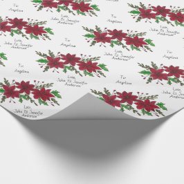 Blommigt Red Poinsettia Helgdag Anpassningsbar til Presentpapper