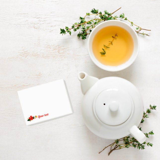 Blommigt red poppie namn notes post-it block (Skapare uppladdad)