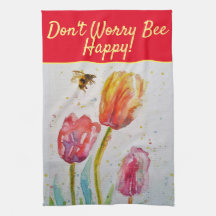 Blommigt Red Rosa Tulip Oroa dig inte Bee Lycklig