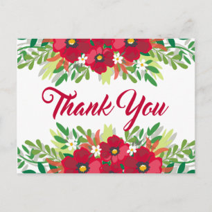 Blommigt Red Tack Burgundy Flowers Vykort
