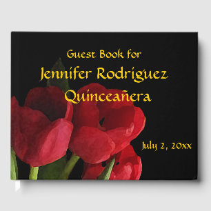 Blommigt Red Tulip Flowers Quinceañera Guest Bok