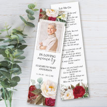 Blommigt Red White Funeral Bookmark
