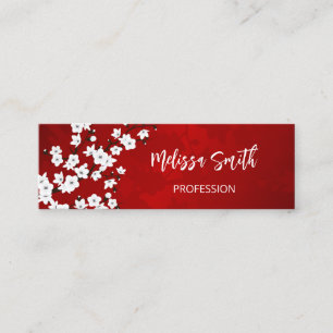 Blommigt Red White Silver Cherry Blommar Mini Visitkort