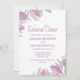 Blommigt Rehearsal Dinner Lila Watercolor Flowers Inbjudningar