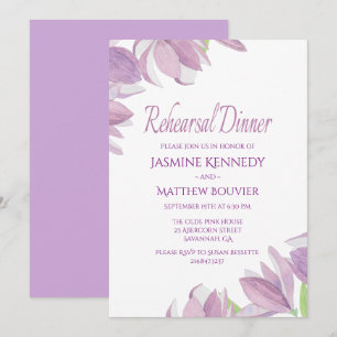 Blommigt Rehearsal Dinner Lila Watercolor Flowers Inbjudningar