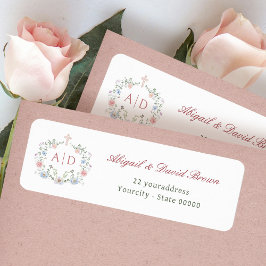 Blommigt Religiösa Bröllop Returadress Etikett