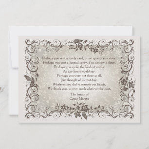 Blommigt Remfamement Bereavement Tack Notecard Anteckningskort