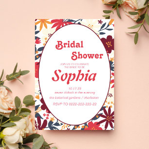 blommigt retro70S-MÖHIPPA för groovy hippie Inbjudningar