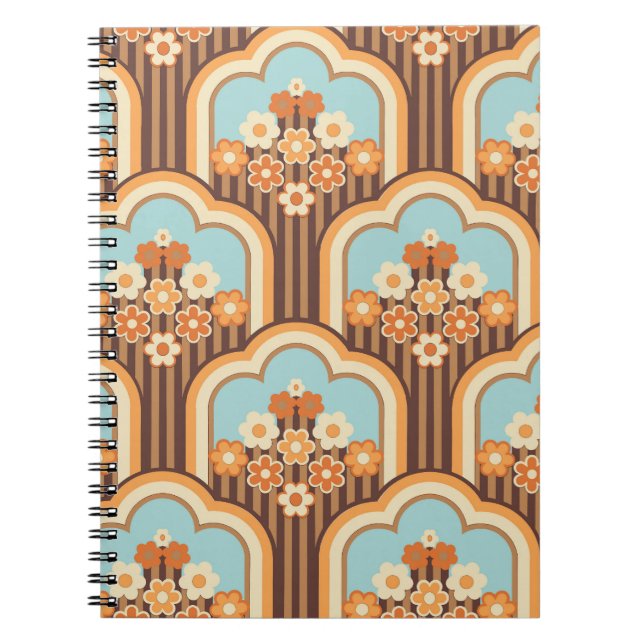 Blommigt Retro: 70:s Tapet Revival Anteckningsbok (Framsidan)