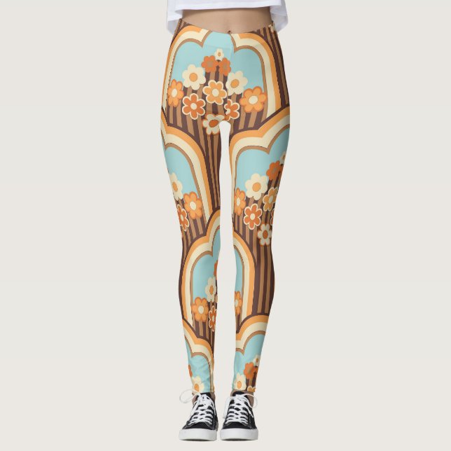 Blommigt Retro: 70:s Tapet Revival Leggings (Framsida)