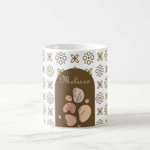 blommigt retro boho stil färgfull geometrisk mönst kaffemugg