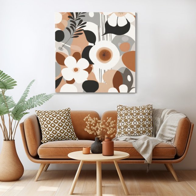 Blommigt Retro Canvastryck (Mix n' match in retro mid century modern style with a retro floral canvas print from Wild on Flowers)