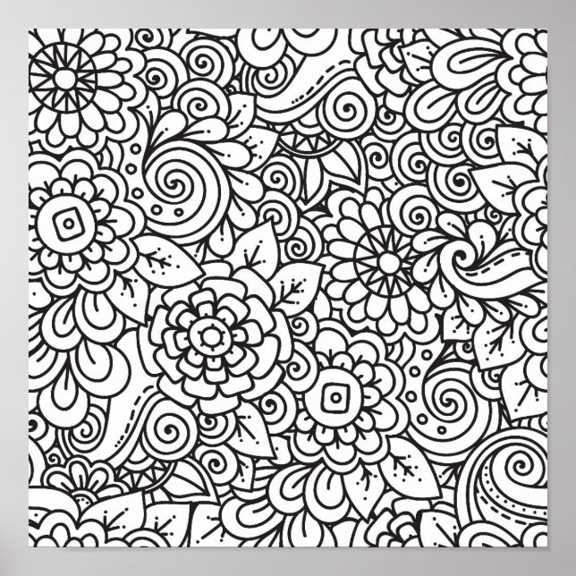 Blommigt Retro Doodle 2 Poster (Framsidan)