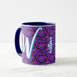 Blommigt Retro Gift (Namn, Monogram) Antique Vinta Mugg