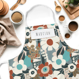 Blommigt Retro Modern Namn Apron i mitten av århun