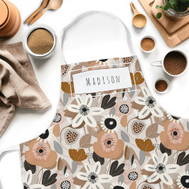 Blommigt Retro Modern Namn Apron i mitten av århun