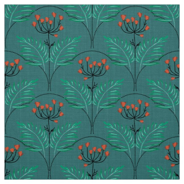 Blommigt retro-mönster i art déco-stil. tyg (Provkarta)