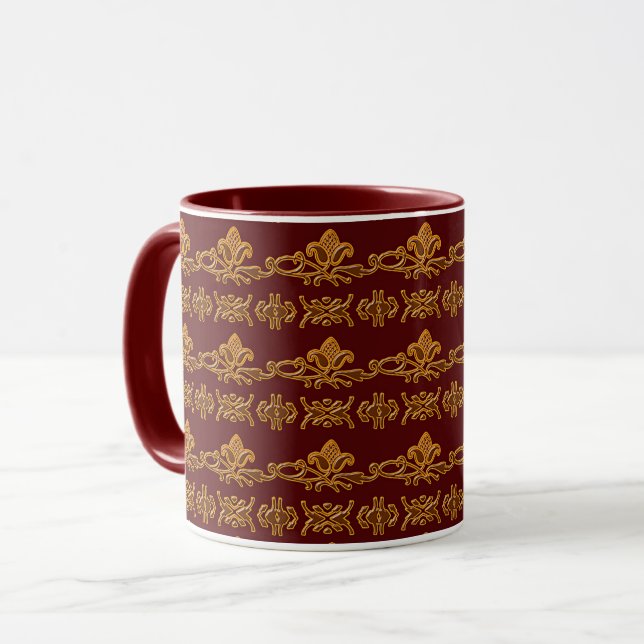 Blommigt Retro Mönster Mugg (Framsida vänster)