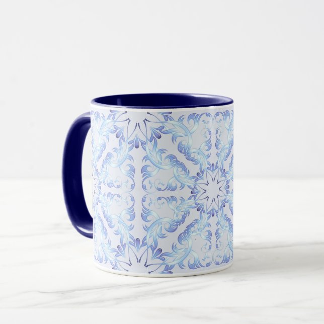 Blommigt Retro Royal Mönster Mugg (Framsida vänster)