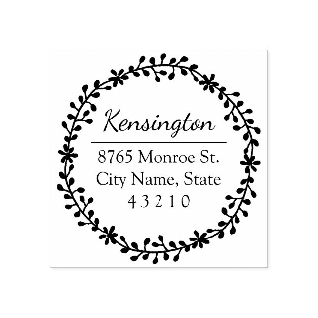 Blommigt Returadress för andning Wood Frimärke Stämpel (Tryck)