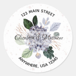 Blommigt Returadress för vattenfärg, kuvertförsegl Runt Klistermärke