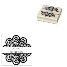 Blommigt Returadress Rubber Frimärke Stämpel