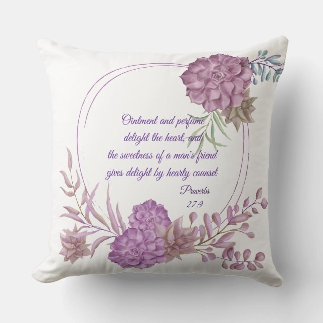 Blommigt Reversible Watercolor Pillow Proverbs 27: Kudde (Framsida)