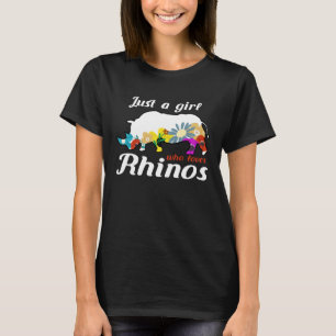 Blommigt Rhino Silhouette Bara en flicka som Kärle T Shirt