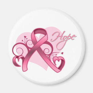 Blommigt Ribbon Hope - Breast Cancer Magnet