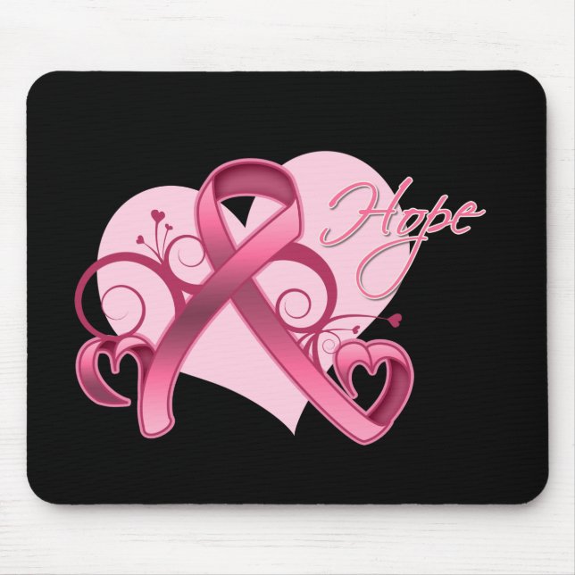 Blommigt Ribbon Hope - Breast Cancer Musmatta (Framsidan)