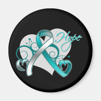 Blommigt Ribbon Hope - Cervical Cancer Magnet
