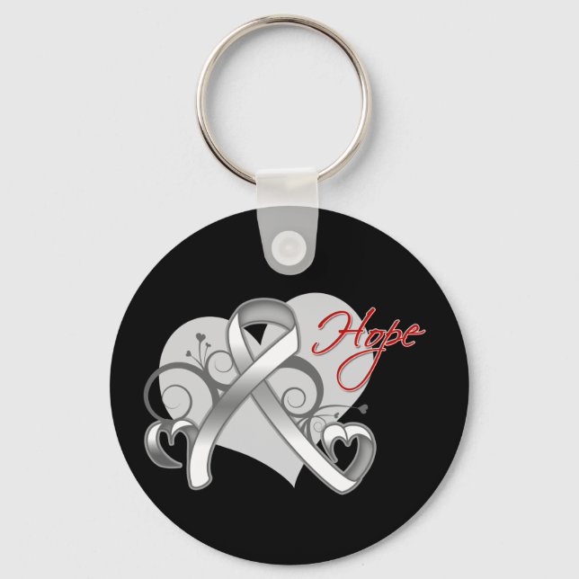 Blommigt Ribbon Hope - Lung Cancer Nyckelring (Framsida)