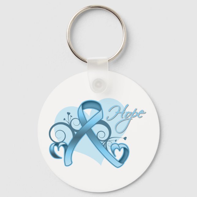 Blommigt Ribbon Hope - Lymphedema Nyckelring (Framsida)