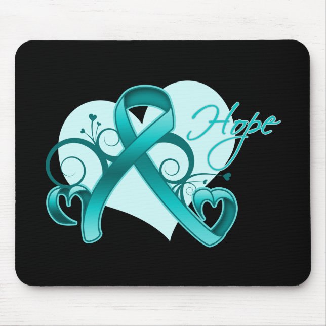 Blommigt Ribbon Hope - Ovarian Cancer Musmatta (Framsidan)