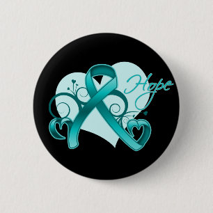 Blommigt Ribbon Hope - Teal Ribbon Knapp