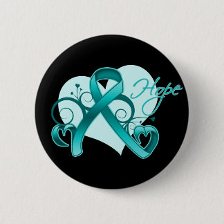 Blommigt Ribbon Hope - Teal Ribbon Knapp