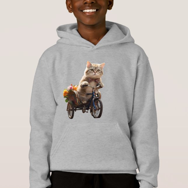 Blommigt Ride: Adsible Cat on a Cycle Rickshaw - K T Shirt (Framsida)