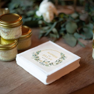 Blommigt Ring Editable Färg Bröllop Napkins Pappersservett