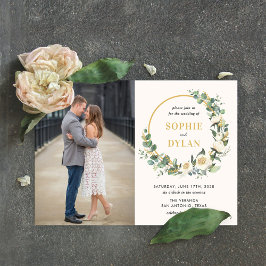 Blommigt Ring Editable Färg Photo Bröllop Inbjudningar