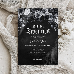 Blommigt RIP 20-årsjubileum Död till Ungdom 30års  Inbjudningar