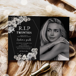 Blommigt Rip 20s Död till min ungdom 30års födelse Inbjudningar