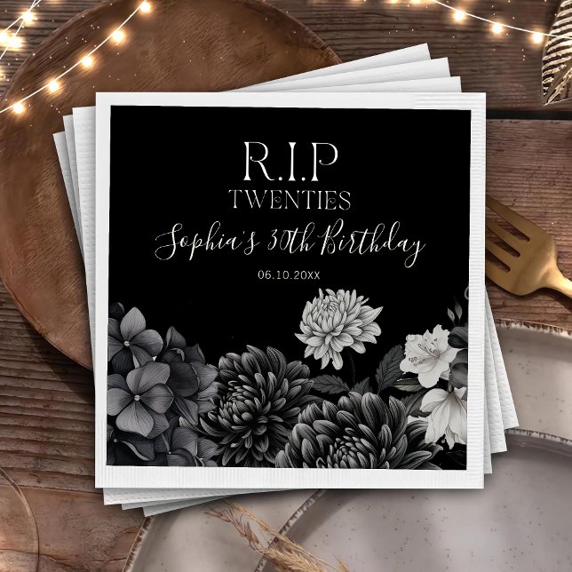 Blommigt Rip Twenties 30års födelsedag Party Napki Pappersservett (Skapare uppladdad)