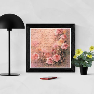 Blommigt Ro Antique Handskrift Poster