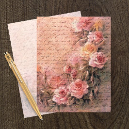 Blommigt Ro Antique Handskrift Scrapbook Papper