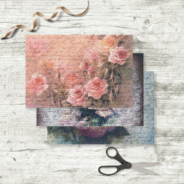 Blommigt Ro Antique Handwrite Decoupage Sort för a