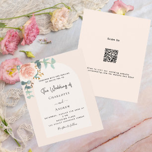 Blommigt ro  Arch QR OSA bröllopsinbjudan
