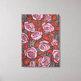 Blommigt Ro Art Rustic Flowers Rosa Orange Canvastryck